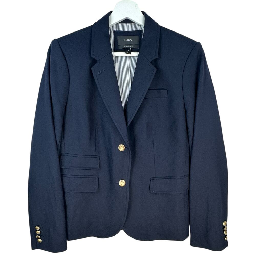 J.Crew Schoolboy Blazer Womens Size 6 Wool Blend Navy Button Preppy Academia￼
